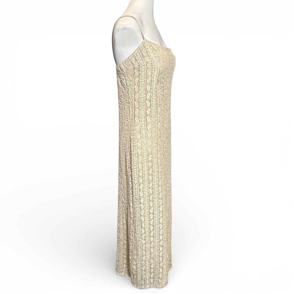 Jessica McClintock 14 Sequined Lace Maxi Dress Vintage 90s Evening Ivory Bridal - Picture 11 of 11